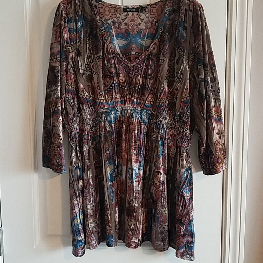 Apt9 1x tan crushed velour tunic